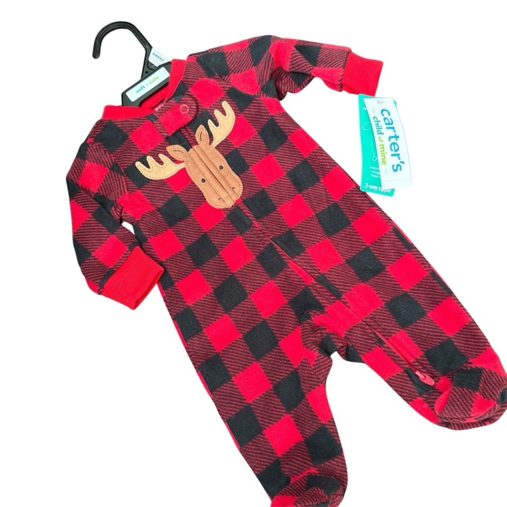 Carter’s Buffalo Plaid Moose Newborn Sleeper Pajama’s